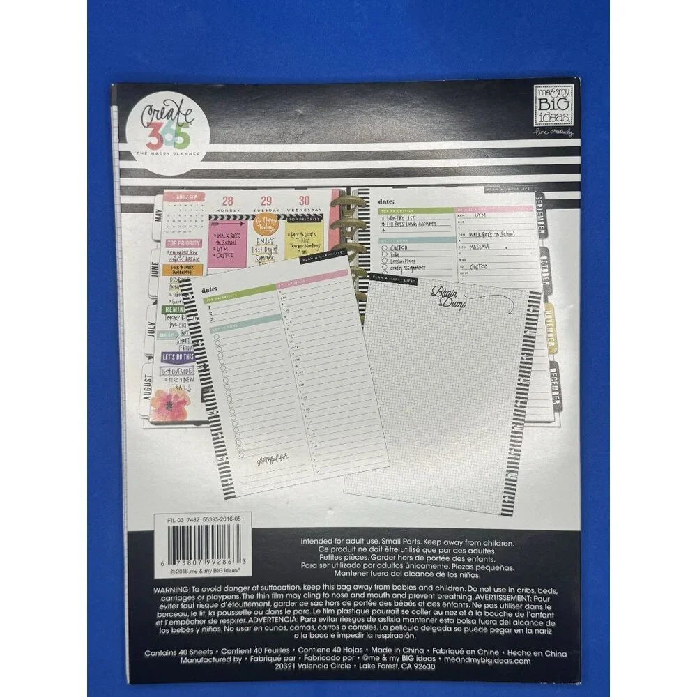 Create 365 The Happy Planner Pre-Punched Daily Planning Filler Paper